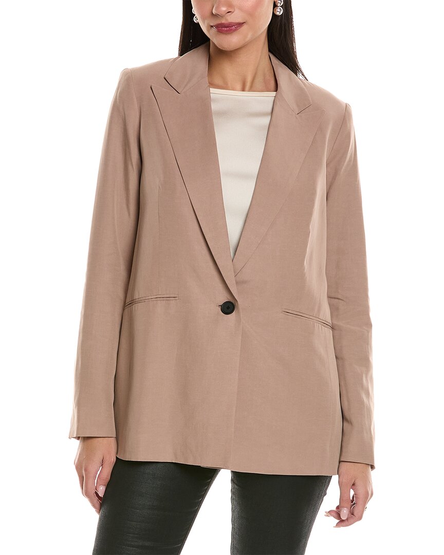 Shop Allsaints Deri Lyn Linen-blend Blazer In Brown