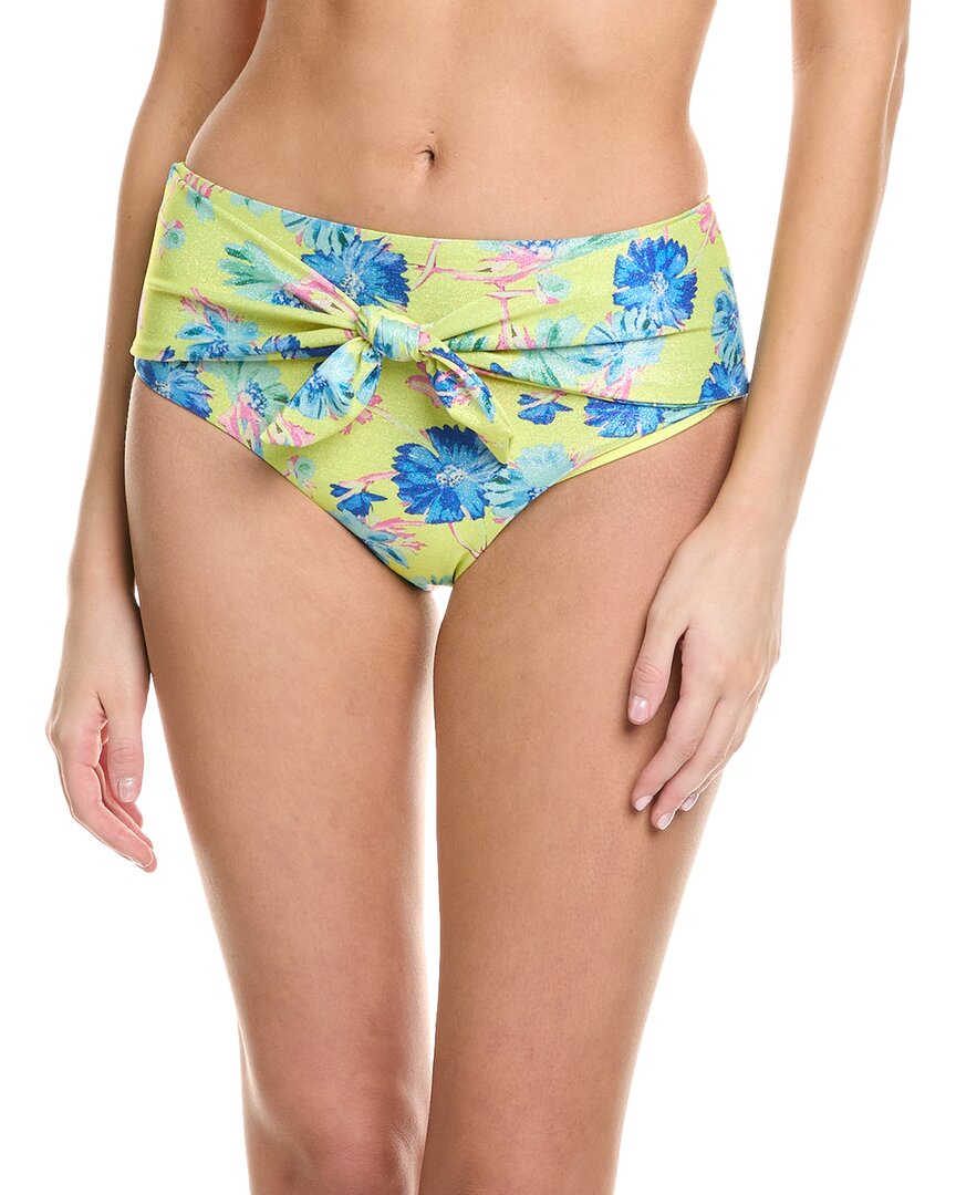 Milly Floating Cosmos Tie Front Bikini Bottom In Yellow