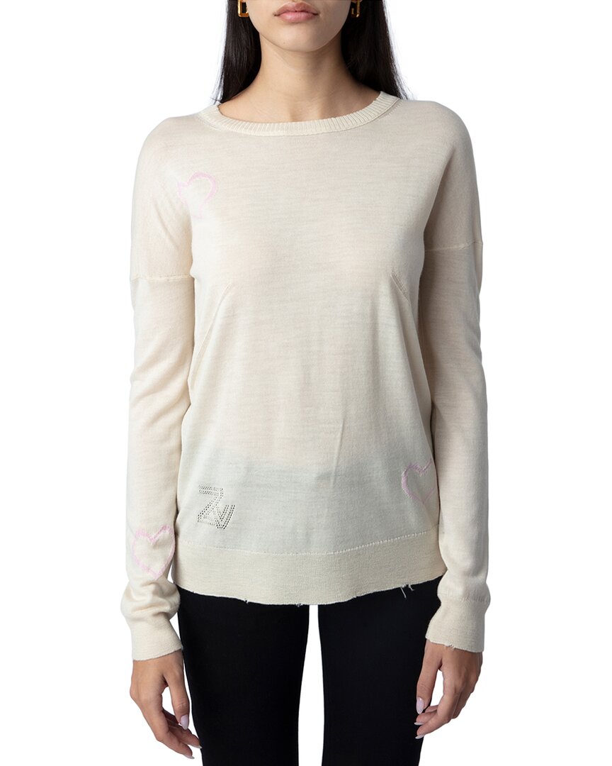 Shop Zadig & Voltaire Gaby Heart Wool & Cashmere-blend Sweater