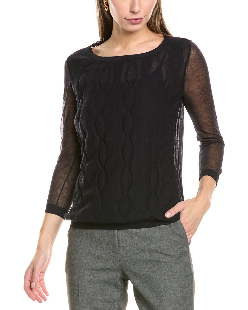 LAFAYETTE 148 LAFAYETTE 148 NEW YORK DOUBLE LAYER CABLE INTARSIA SWEATER