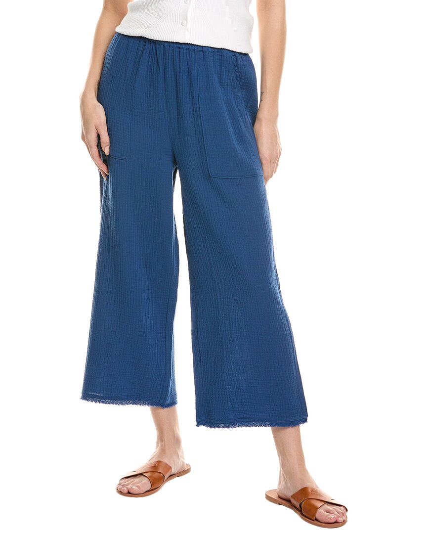 Johnny Was Gauze Pull-on Wide Leg Pant Sailor In Blue