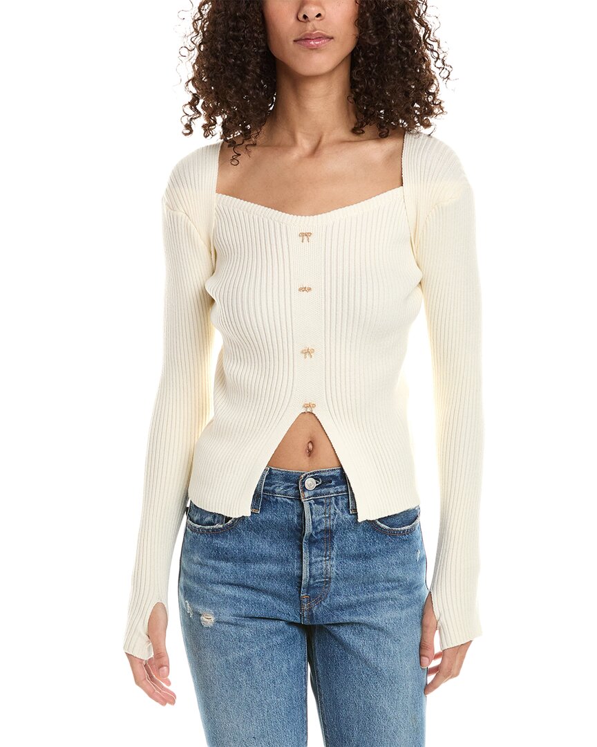 Femme Society Bow Sweater In White