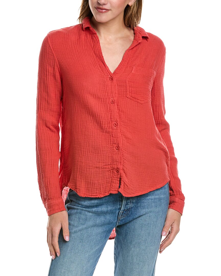 Shop Bella Dahl Pocket Button-down Shirt In Red