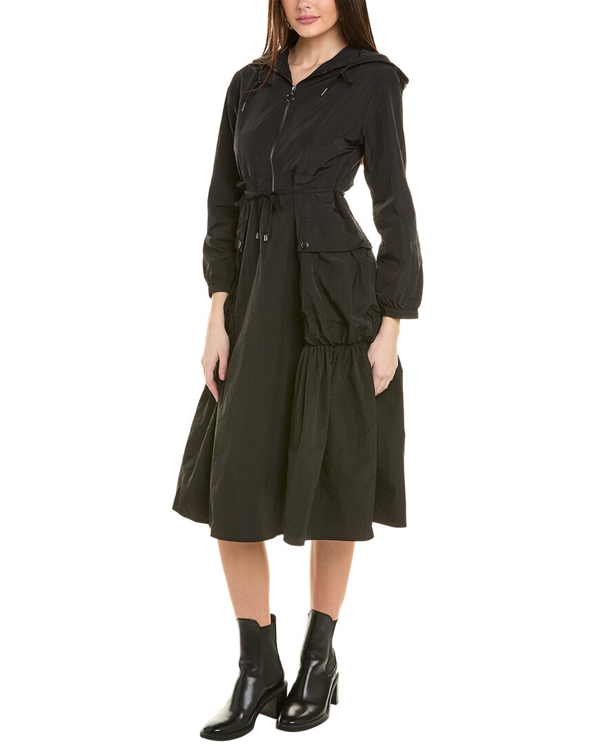 Shop Gracia Rain Coat Midi Dress In Black