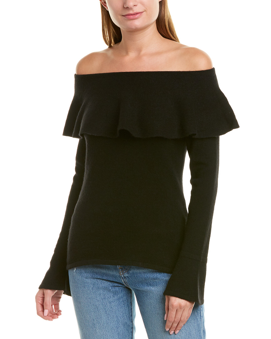 Qi Off-The-Shoulder Cashmere Sweater Women's Black M | eBay