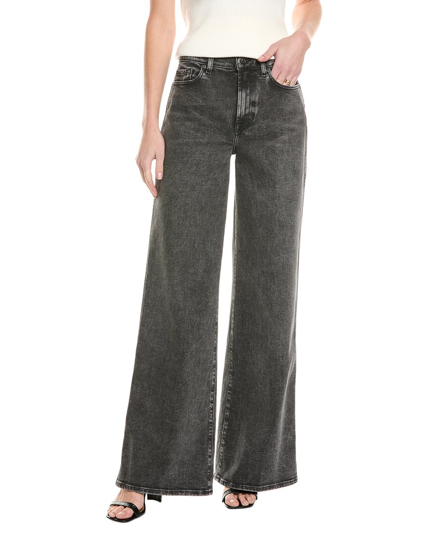 7 For All Mankind Slate Stretch Denim Lotta Jeans In Black