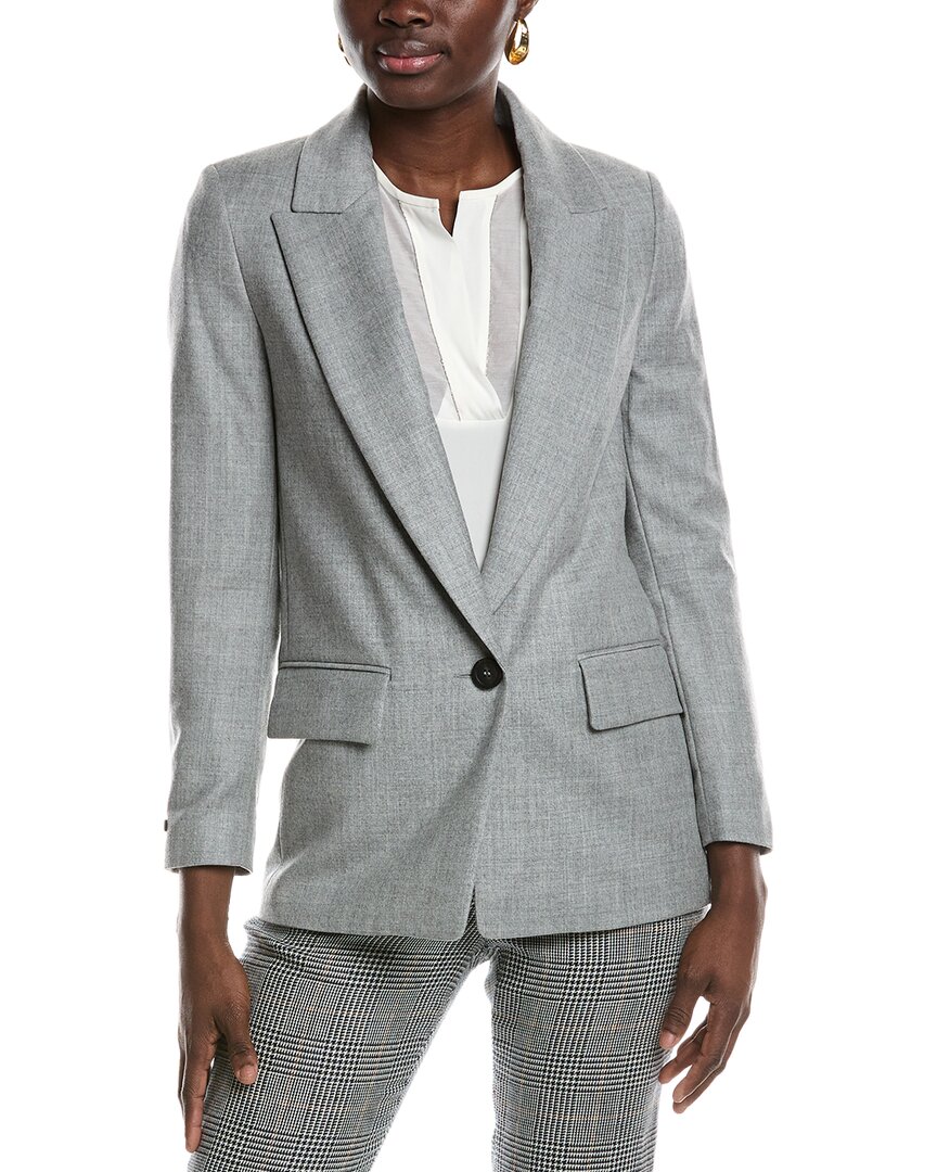 Shop Peserico Wool-blend Blazer In Grey