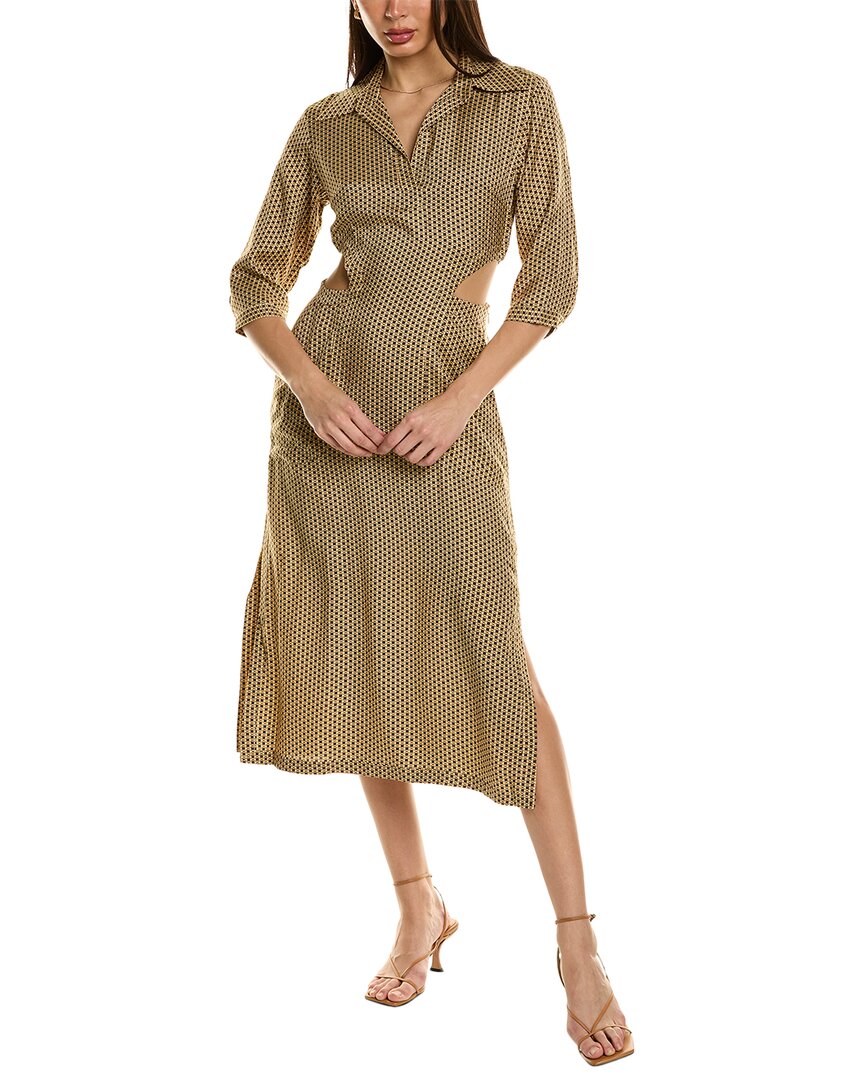 Shop Equipment Louise Silk-blend Midi Dress In Brown