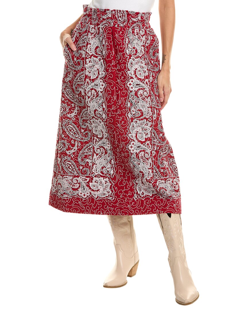 Shop Sea Ny Theodora Paisley Print Quilted Midi Skirt In Red