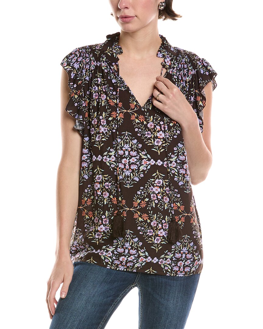 Abbey Tassel Tie Neck Top In Multi