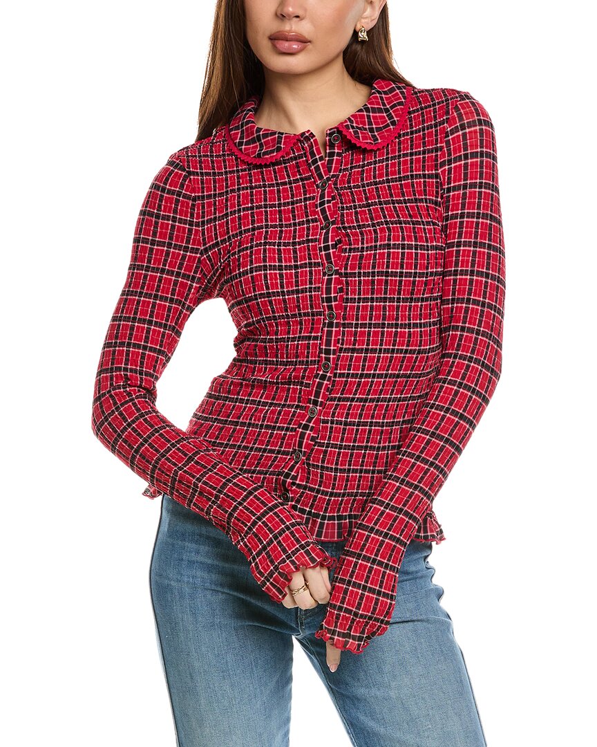 Free People Caught A Feeling Cardi Shirt In Red