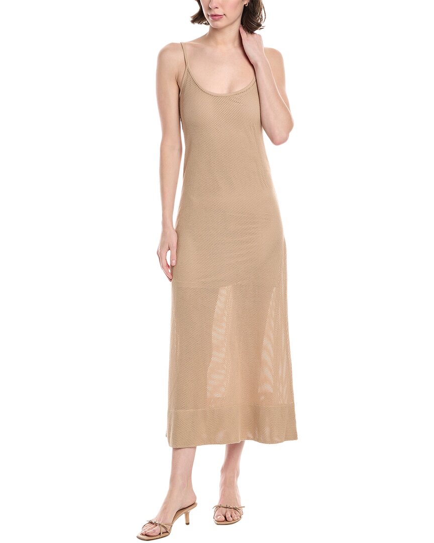 Enza Costa Open Knit Cami Maxi Dress In Beige