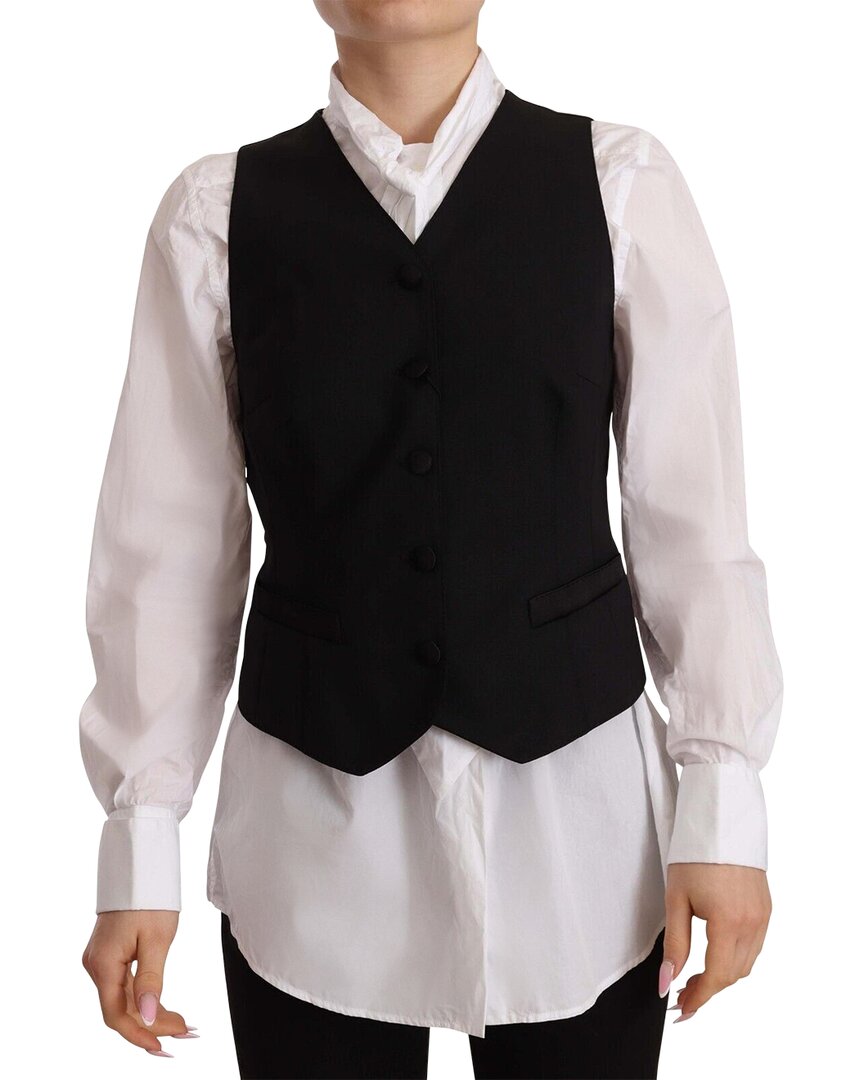 Shop Dolce & Gabbana Black Button Down Sleeveless Vest
