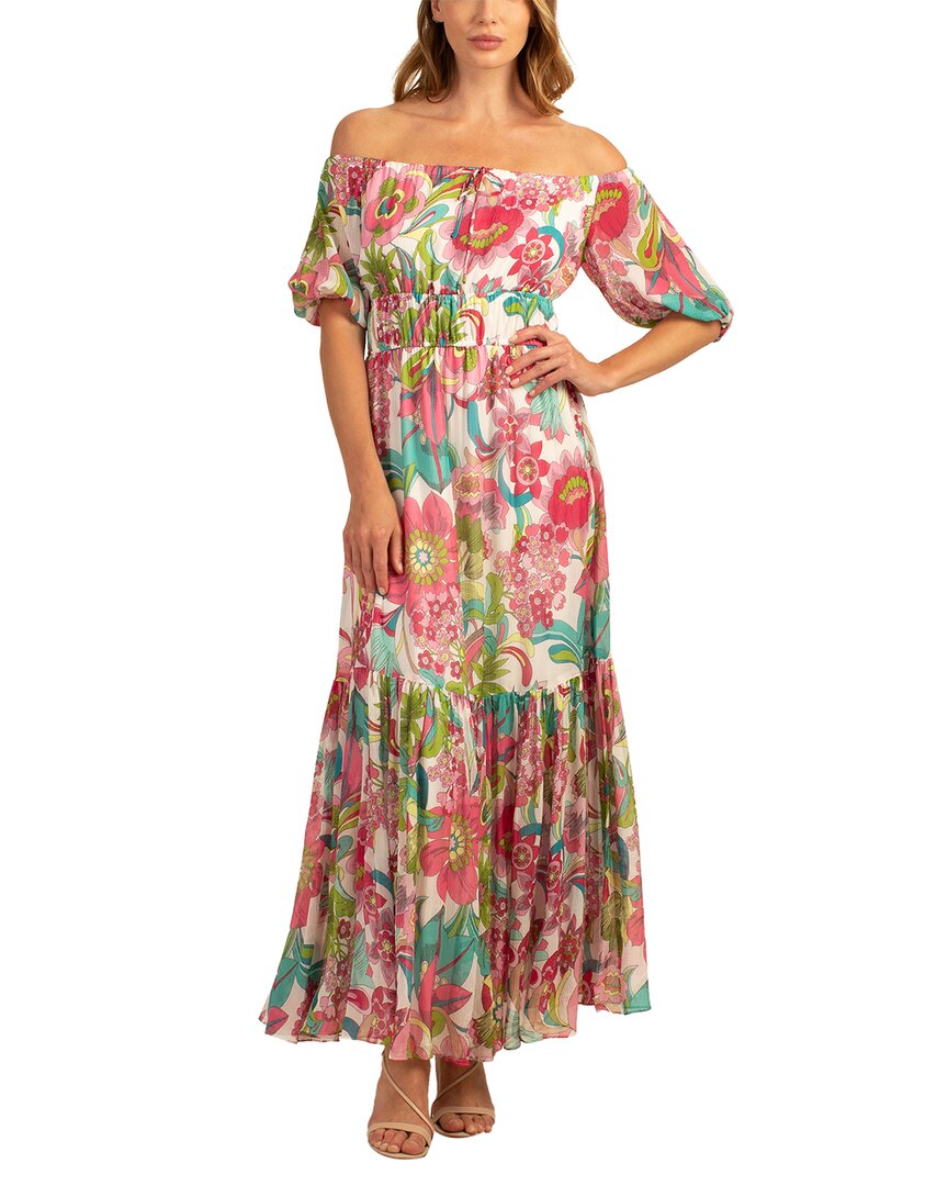 Shop Trina Turk West Coast Silk-blend Maxi Dress