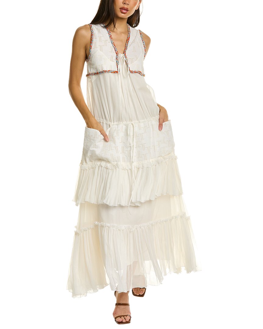 Shop Lanvin Tiered Silk Midi Dress