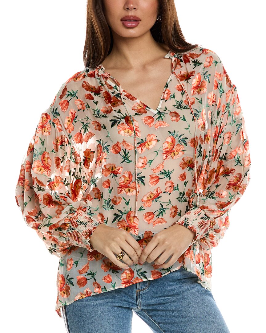 Alice And Olivia Julius Floral-jacquard Organza Blouse In White