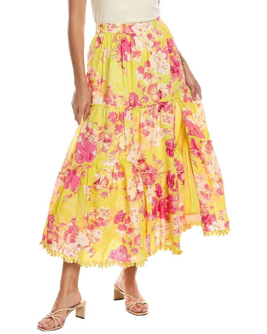 Shop Hemant & Nandita Linen-blend Maxi Skirt In Yellow