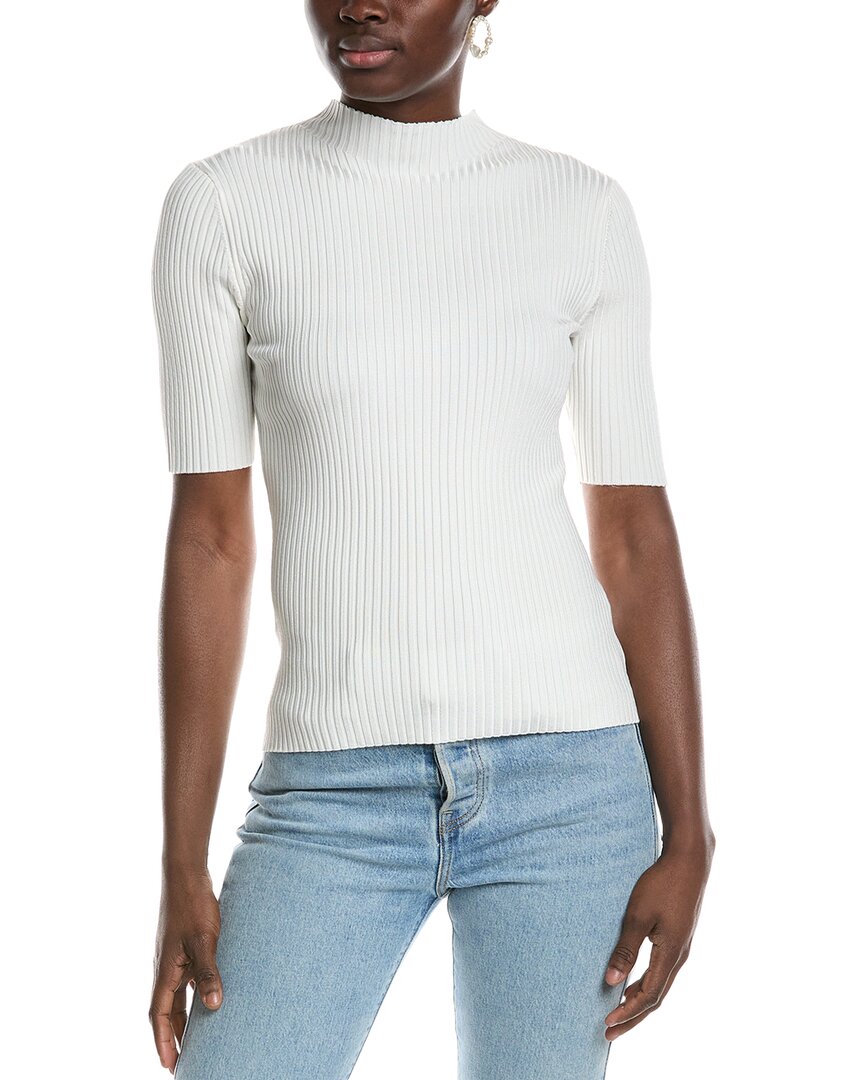 Truth Ribbed Mock Neck Pullover In White
