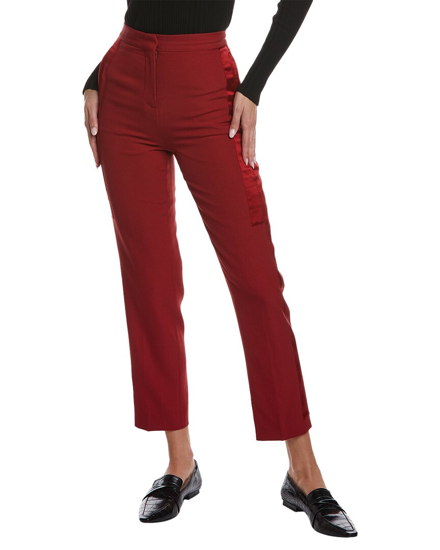 Burberry Silk-trim Wool Pant In Red
