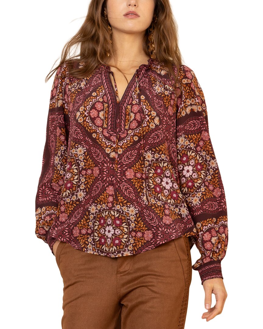 Hale Bob Raina Long Sleeve Silk Blouse