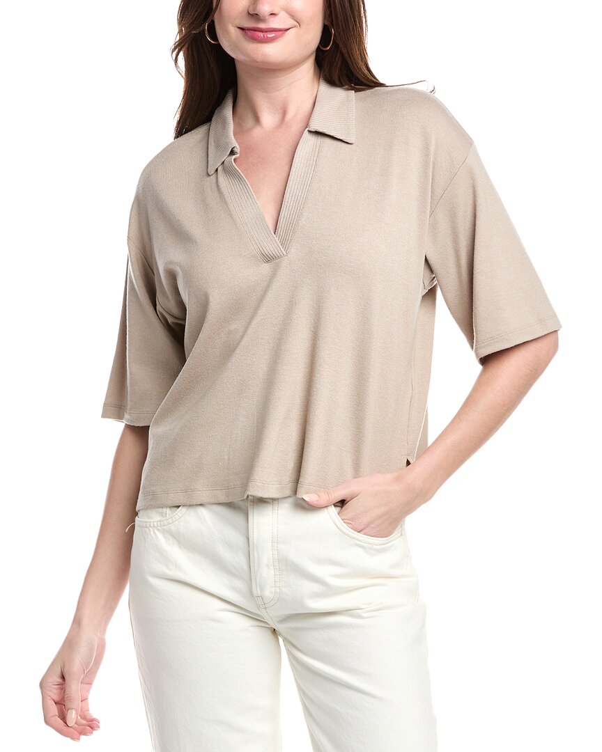 Splendid Brooke Short Sleeve Polo In Fawn In Tan