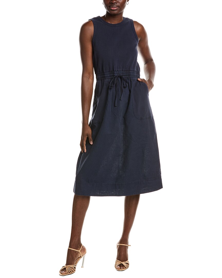 MICHAEL STARS MICHAEL STARS WILHELMINA MIXED MEDIA LINEN-BLEND MIDI DRESS