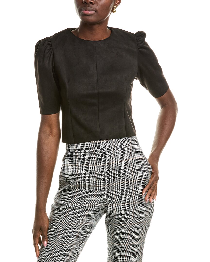 T Tahari Puff Sleeve Top In Black