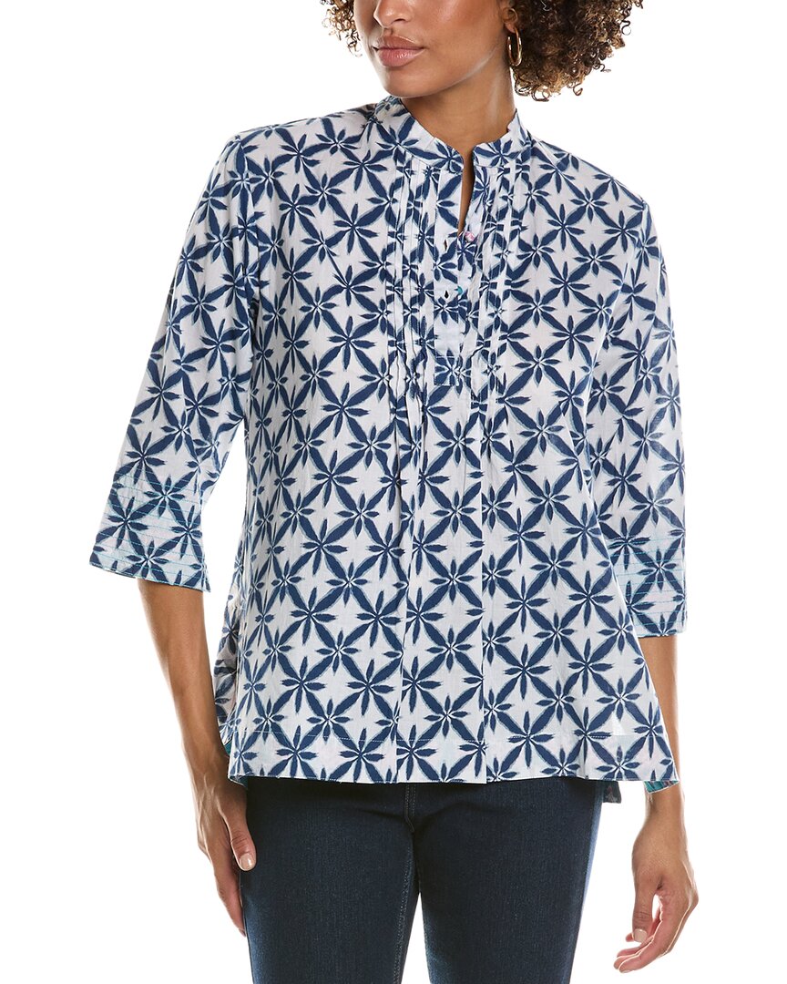 Pomegranate Pintuck Blouse In Blue