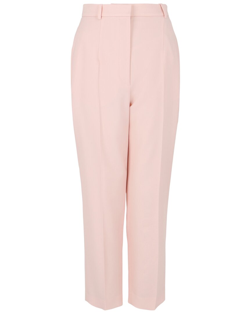 Alexander Mcqueen High Waisted Wool Trouser In Pink