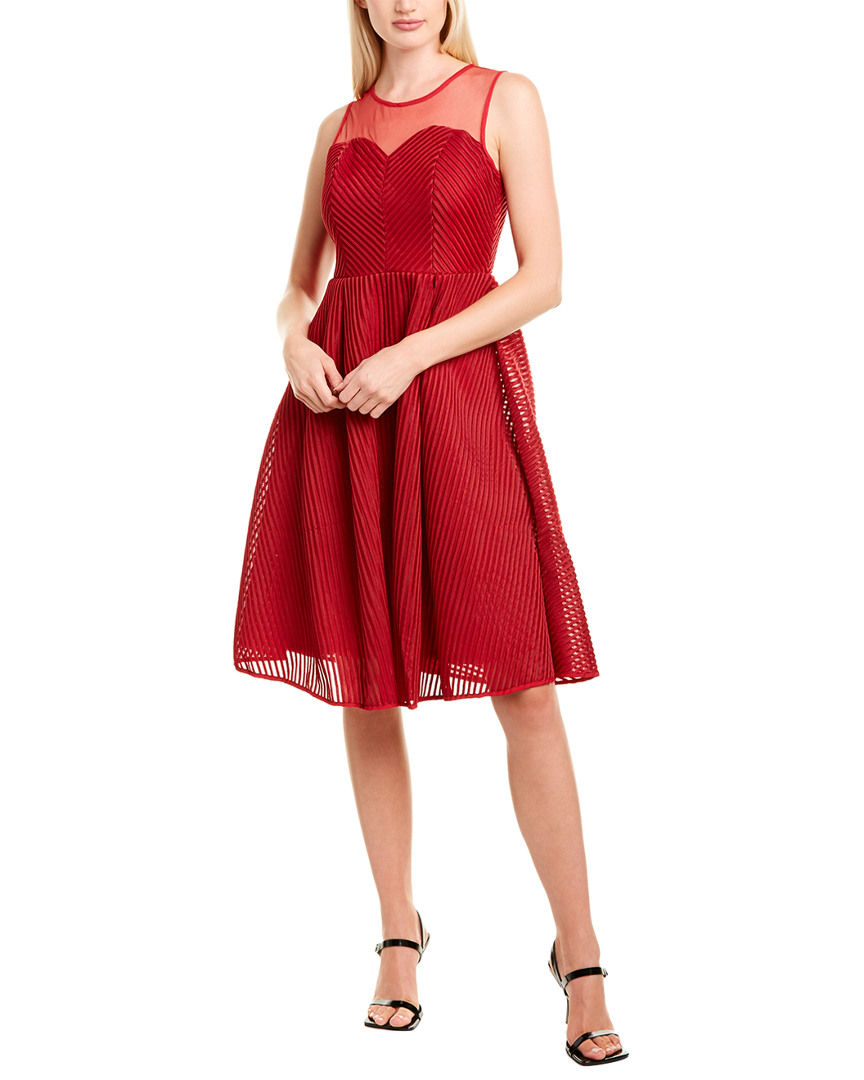 Image of Gracia Striped Mesh A-Line Dress