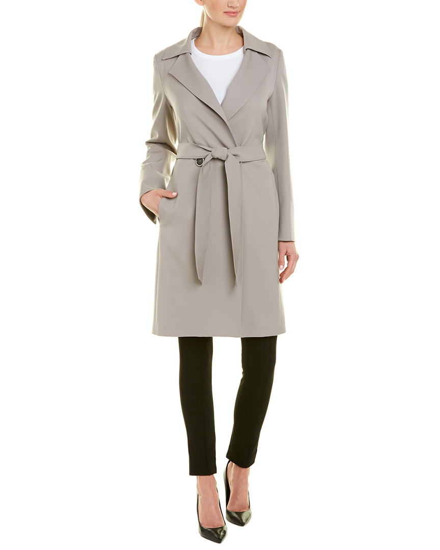 Cinzia Rocca Icons Belted Wool-Blend Coat Women's Beige 10 | eBay