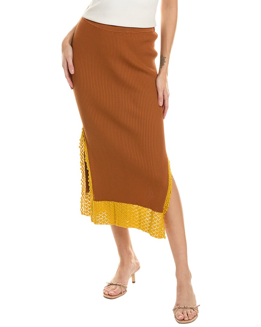 Shop Staud Oceanside Skirt In Brown