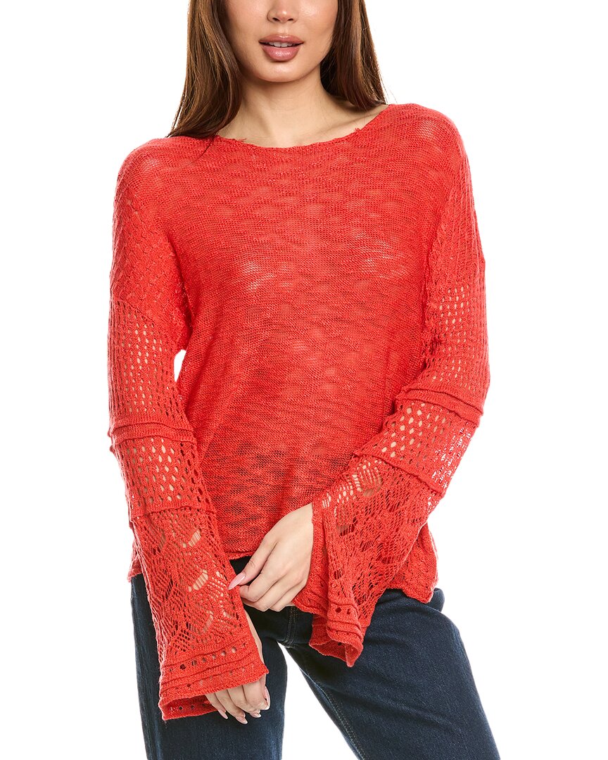 Rain + Rose Lace Sweater In Red