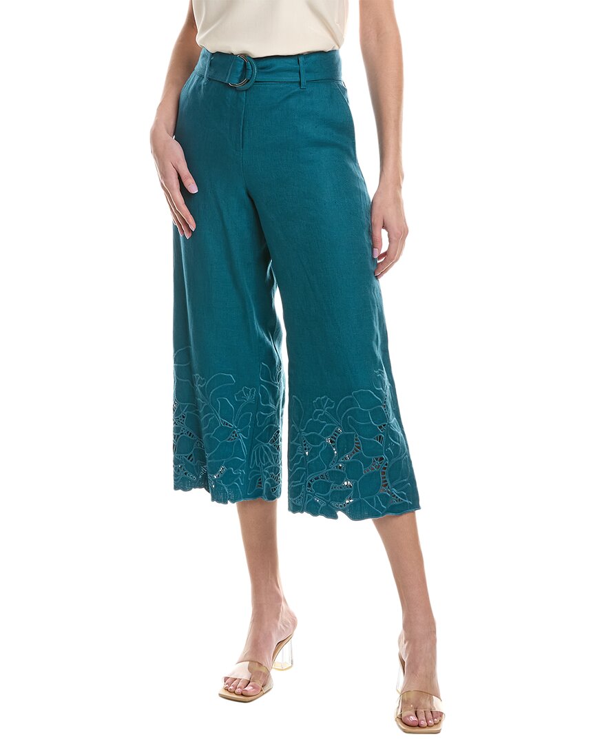 Shop Lafayette 148 New York Rockefeller Linen Pant In Green