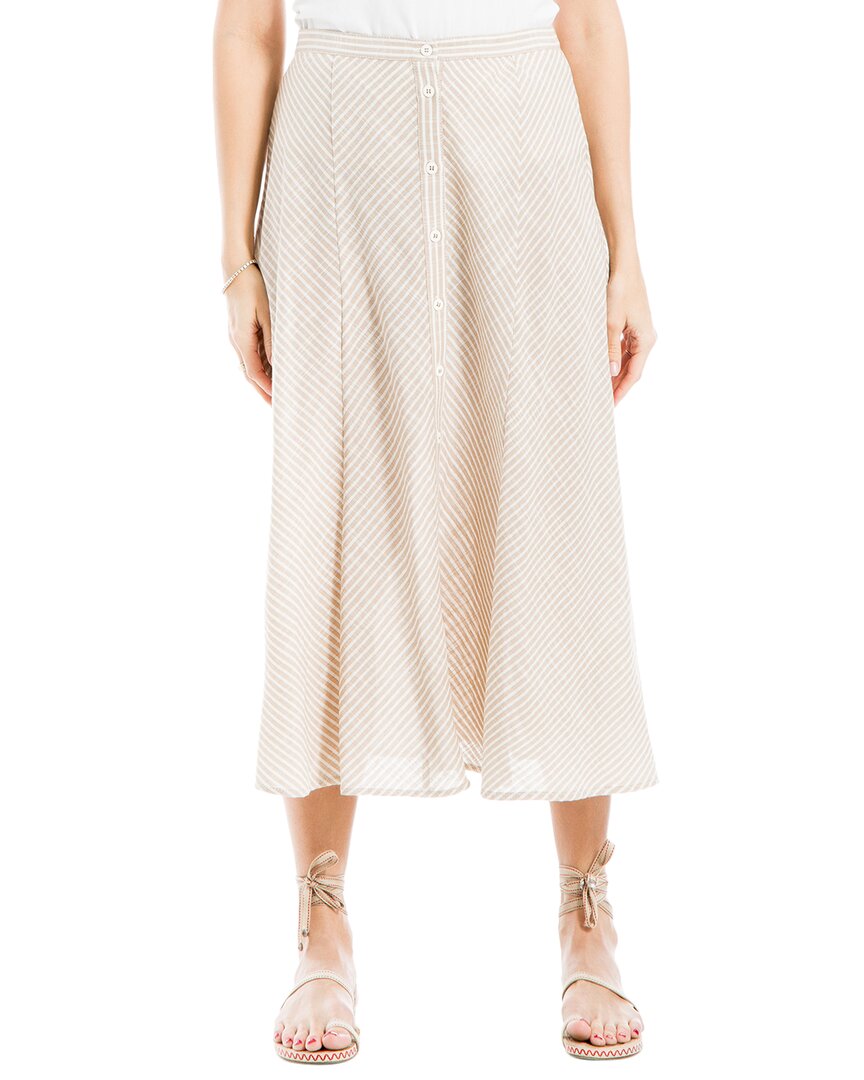 Max Studio Striped Button Front Skirt In Neutral