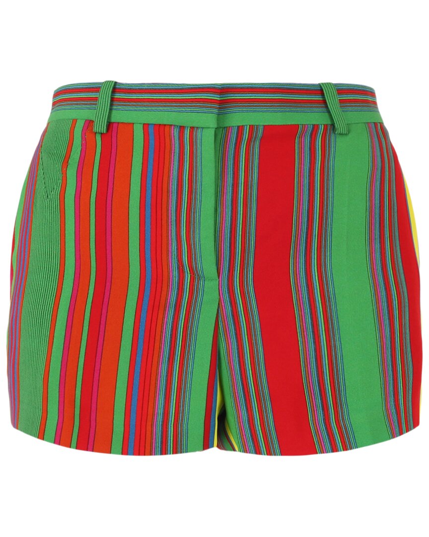 Versace Rose Embroidered Check Print Wool & Mohair-blend Short