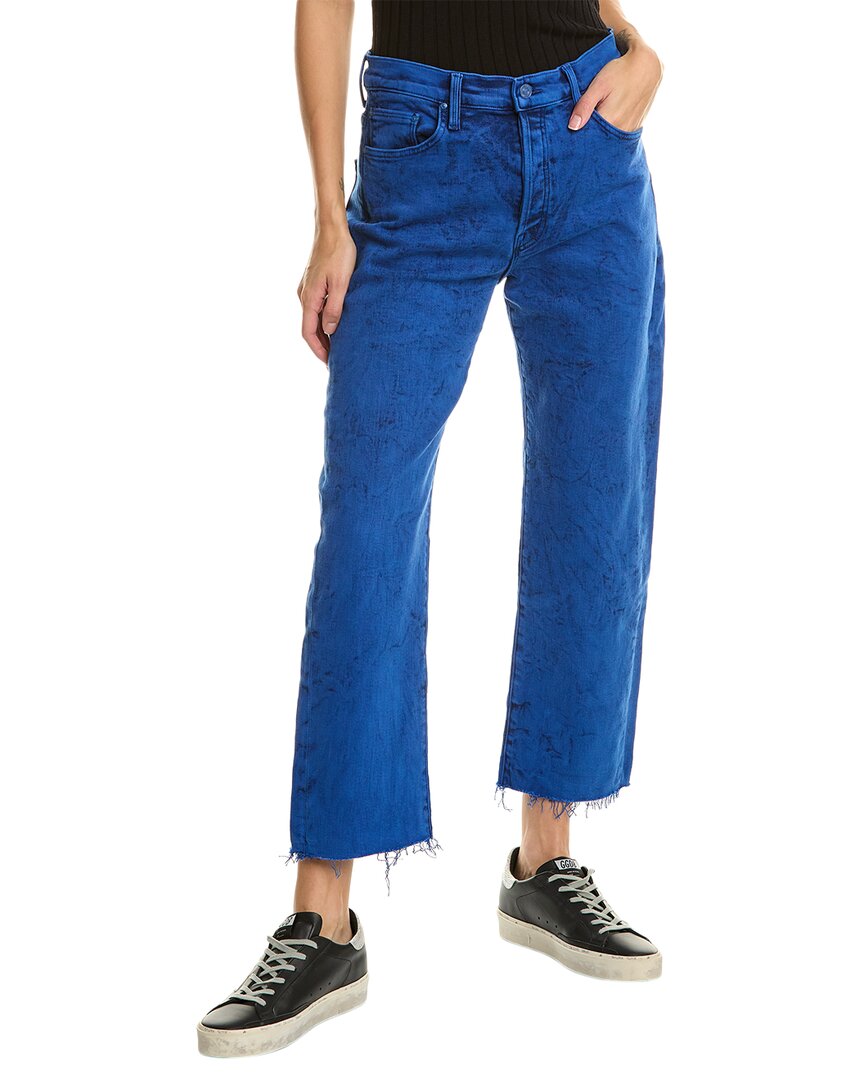 MOTHER MOTHER DENIM THE DITCHER CROP FRAY BLAZING BLUE SLOUCHY STRAIGHT JEAN