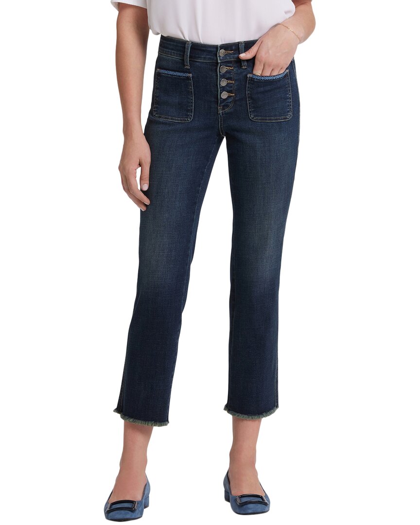 Nydj Marilyn Frayed Exposed Button Ankle Straight Leg Jeans