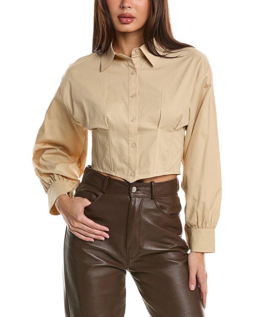 Brook + Lynn Corset Shirt In Beige