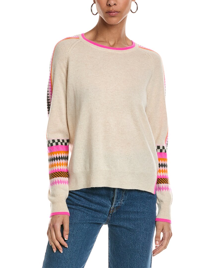 Brodie Cashmere Popping Fairisle Cashmere Sweater In Beige