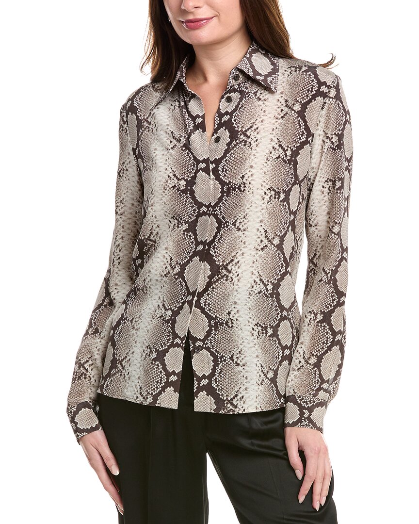 Michael Kors Hansen Silk Top In Grey