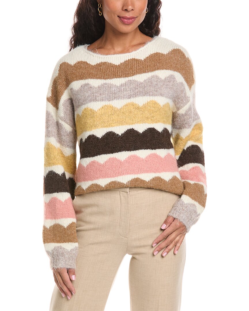 Anna Kay Scalloped Wool-blend Sweater In Brown