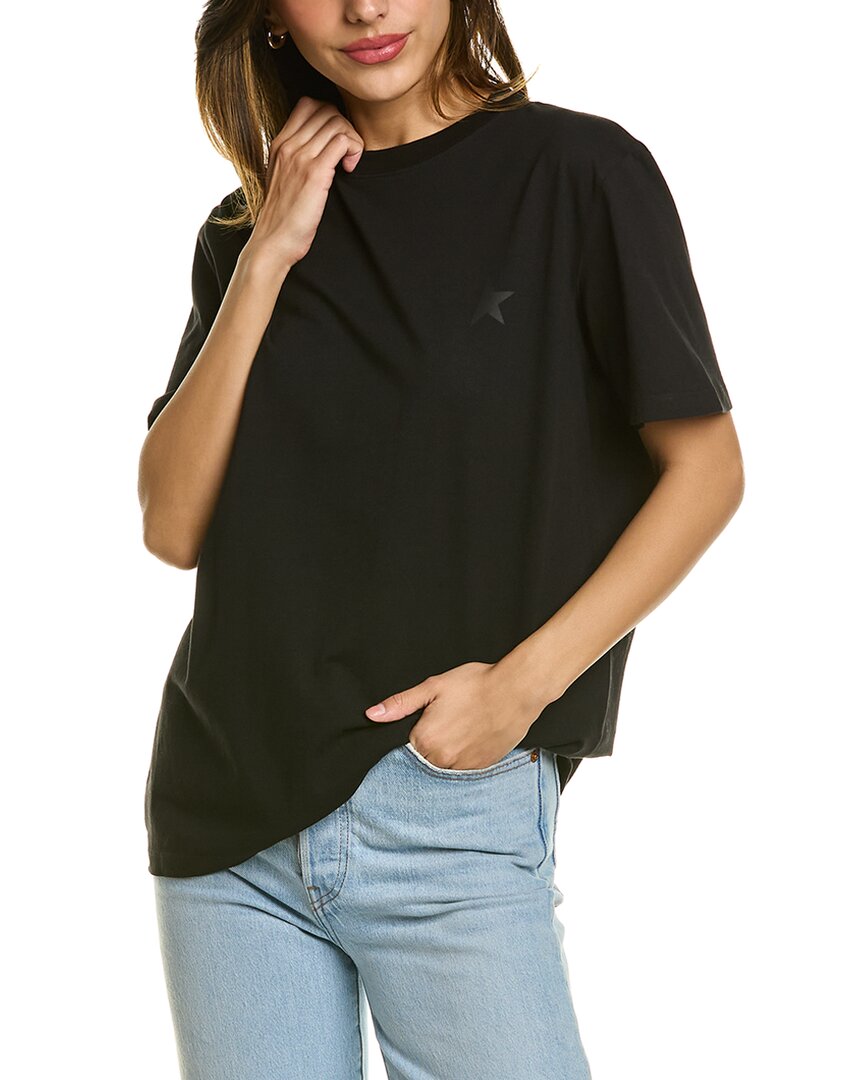 Golden Goose Black Logo-embroidered Short-sleeved T-shirt In Black
