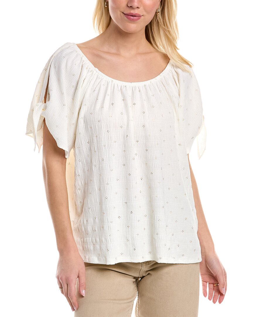 Shop Vince Camuto Foil Crinkle Top In White