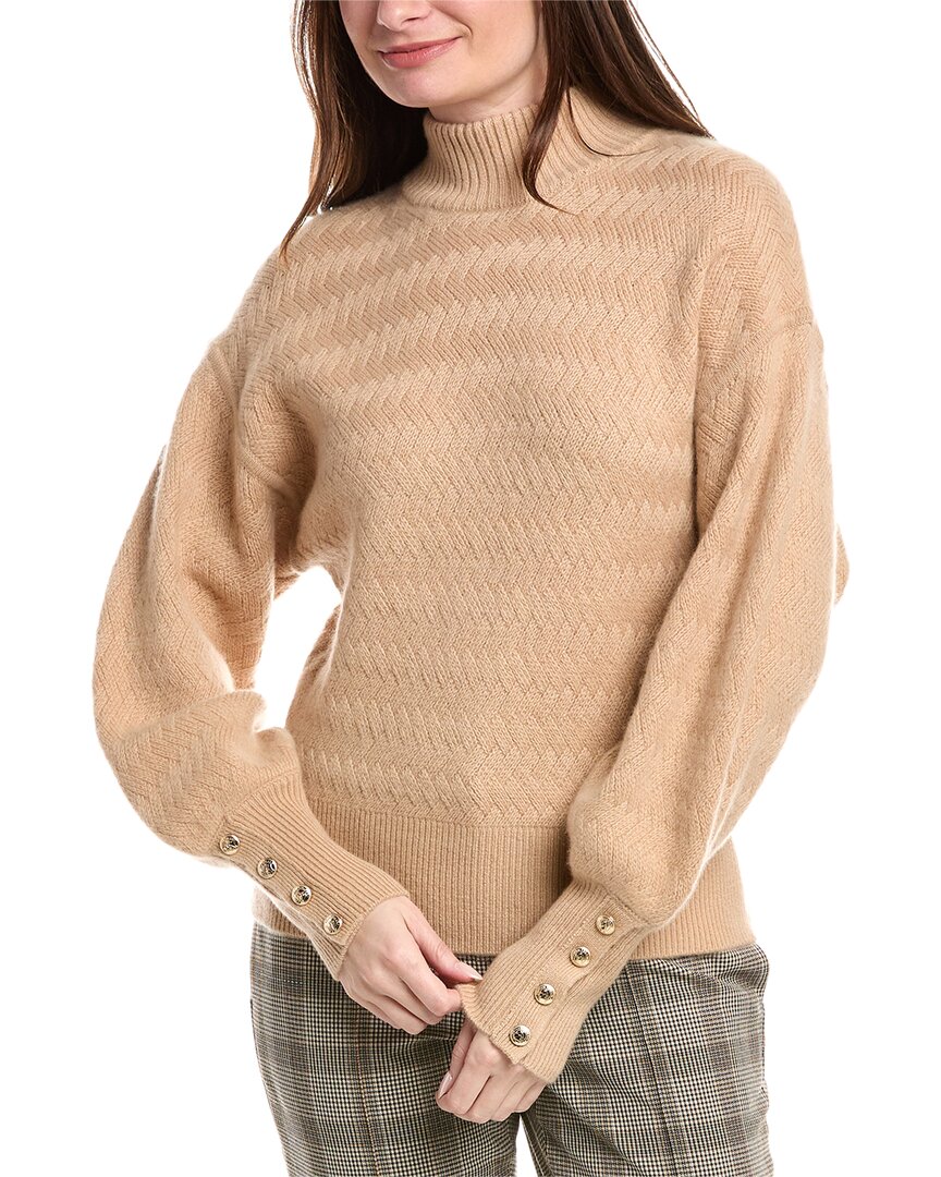 Elie Tahari Balloon Sleeve Turtleneck Cashmere Sweater In Brown