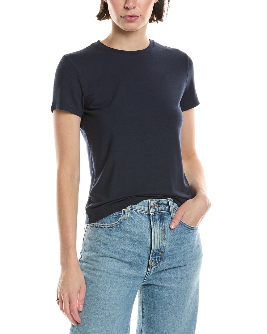 Vince Pima Cotton Crewneck T-shirt In Blue