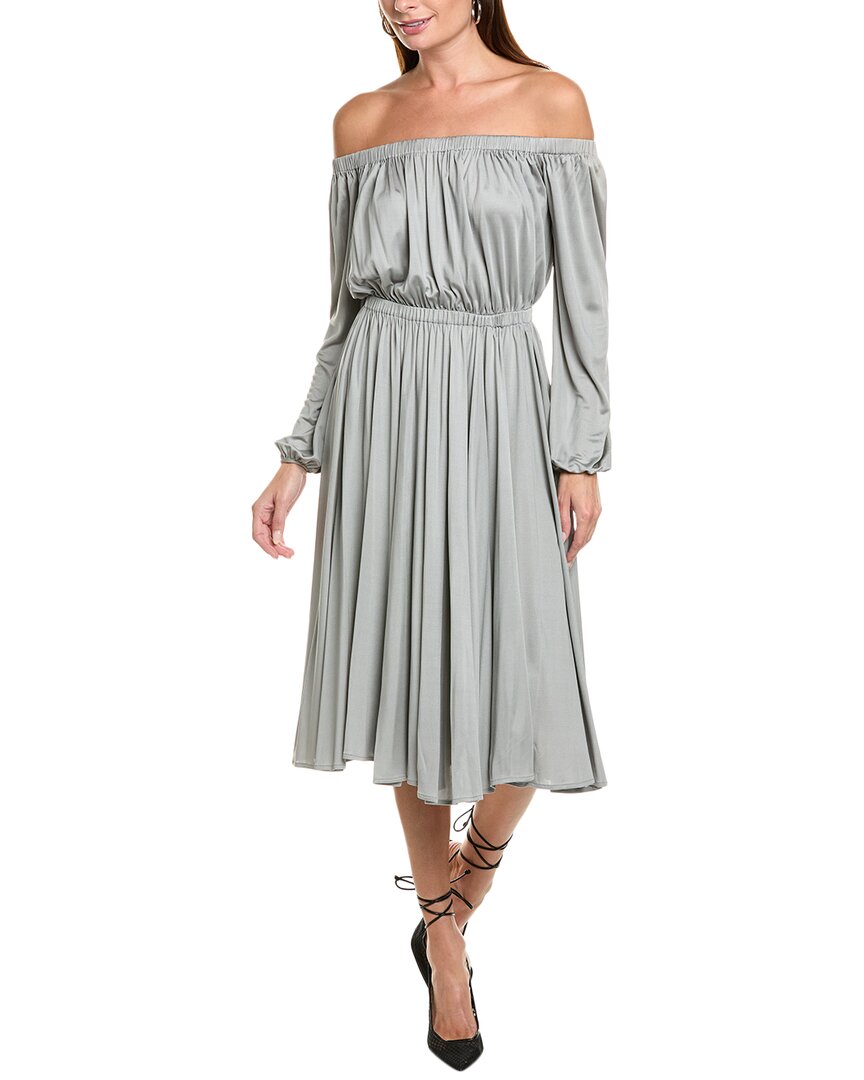 Shop Valentino Off-shoulder Silk Midi Dress