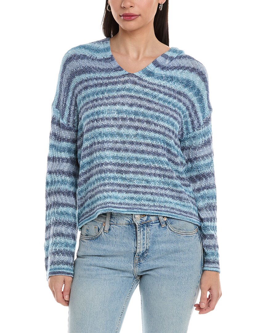 Shop Rain + Rose Hooded Sweater In Blue