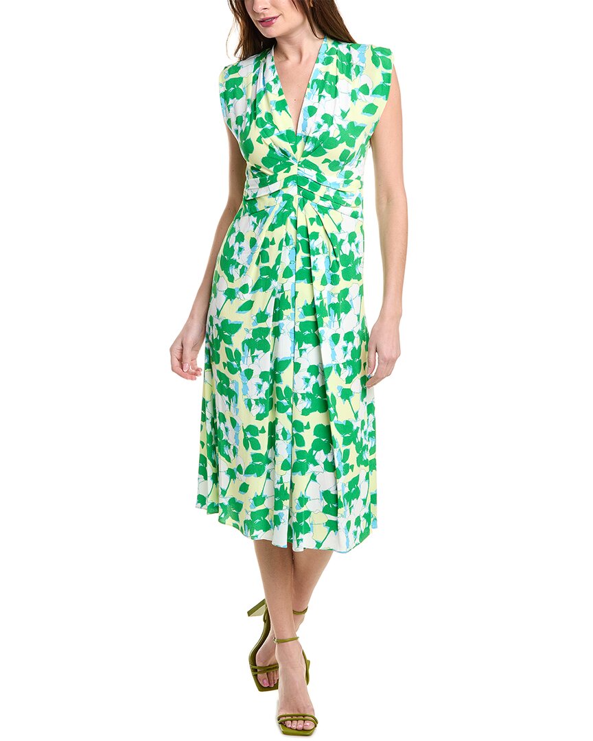 Diane Von Furstenberg Livia Pleated Floral-print Midi Dress In Green