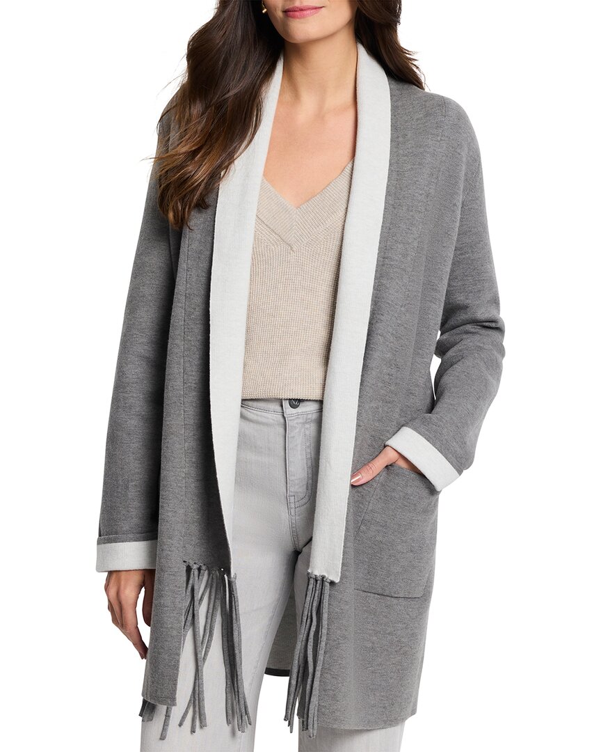 Nic + Zoe Cool Nights Reversible Fringe Jacket In Nickel